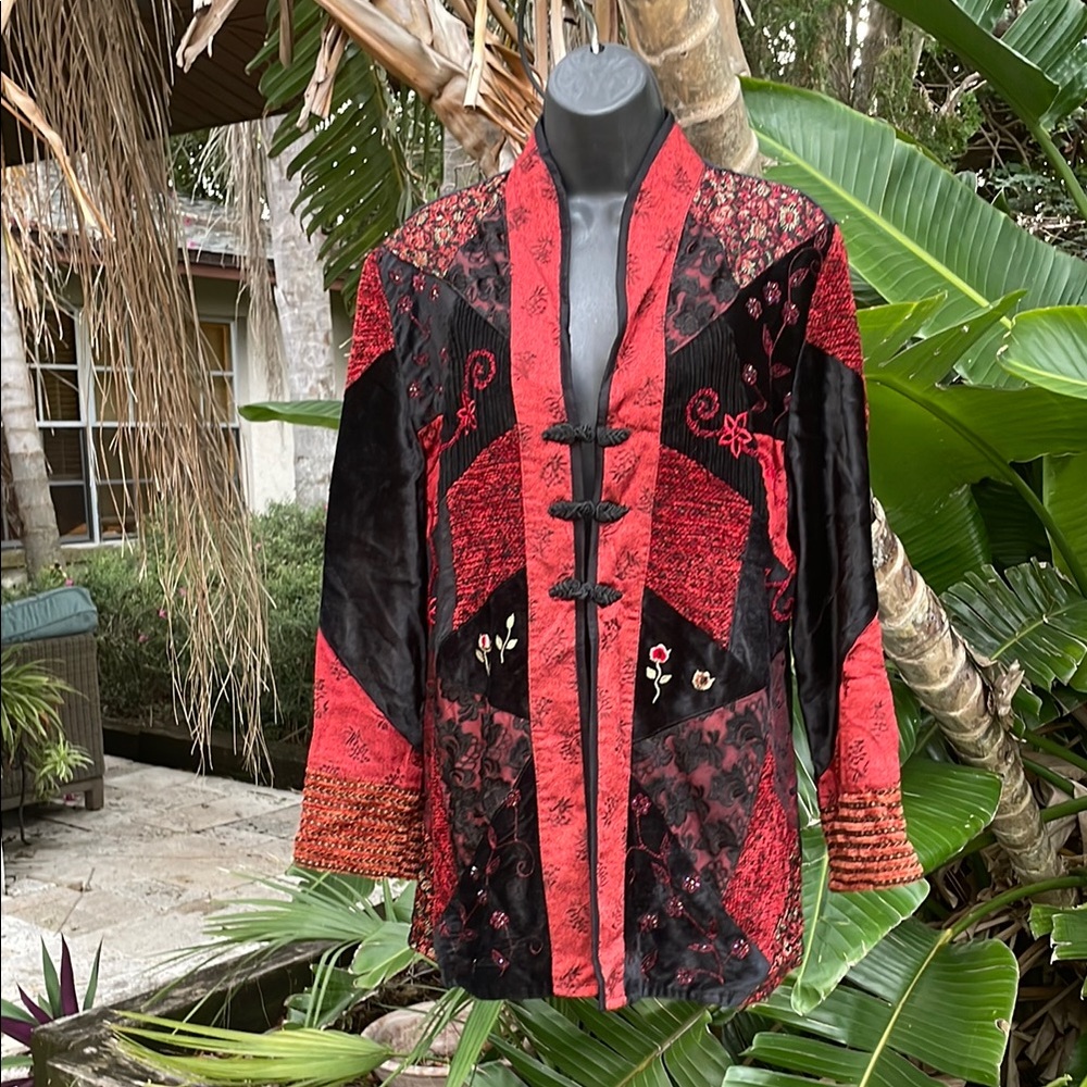beaded velvet, brocade and lace, bohemian jacket